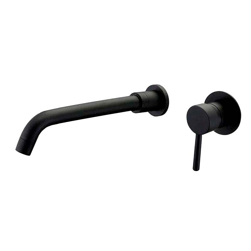 Grifo lavabo empotrado redondo monomando negro mate con caño de 26CM - Serie Guadiana