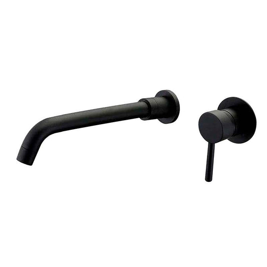 Grifo lavabo empotrado redondo monomando negro mate con caño de 26CM - Serie Guadiana
