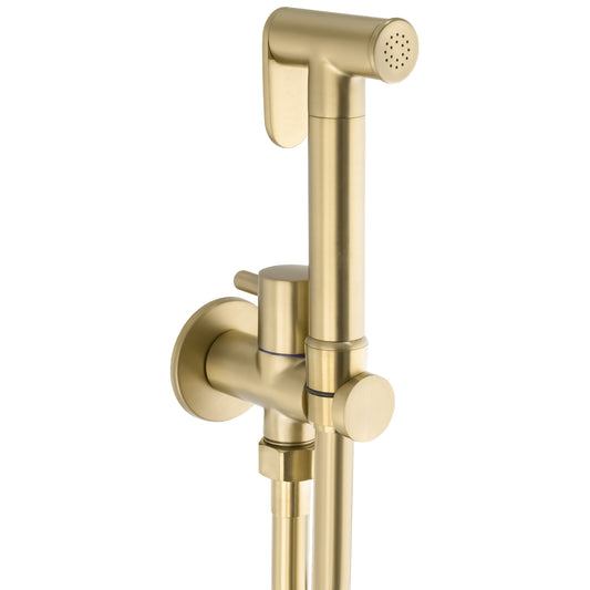 Grifo de bidet empotrado redondo 1 vía dorado cepillado - Serie Guadiana