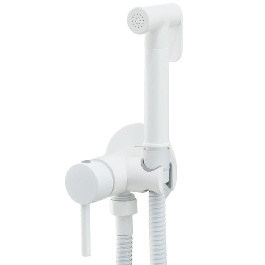 Grifo de bidet empotrado agua fría y caliente redondo 2 vías blanco mate- Serie Guadiana