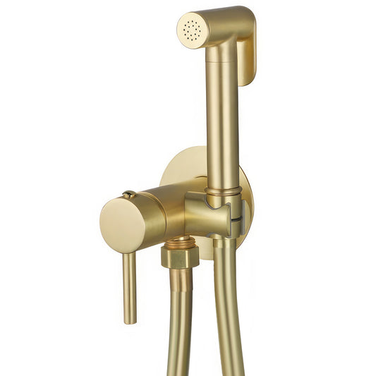 Grifo de bidet empotrado agua fria y caliente redondo 2 vias oro mate con protección PVD - Serie Guadiana