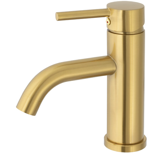 Grifo de lavabo monomando redondo dorado cepillado Serie Jabalón
