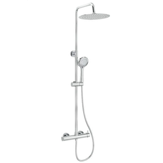 Barra de ducha monomando redonda ajustable hasta 120CM cromada - Serie Jabalón - 25cm