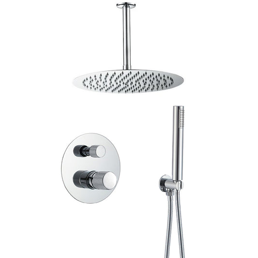 Ducha empotrada monomando techo redonda maneta luxury cromada - Serie Besaya - 25cm