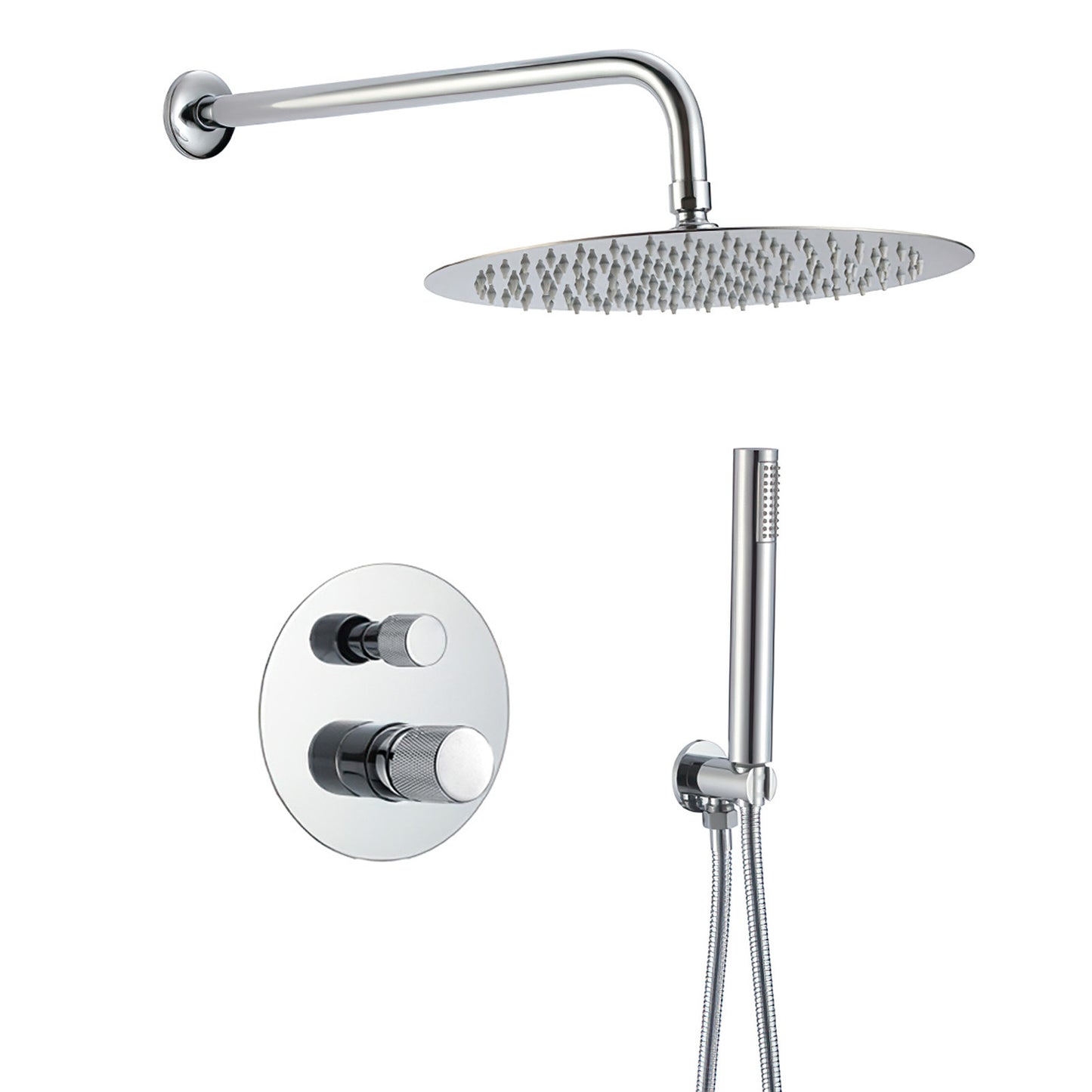 Ducha empotrada monomando pared redonda maneta luxury cromada - Serie Besaya - 25cm