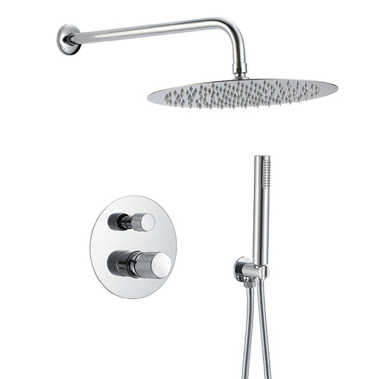 Ducha empotrada monomando pared redonda maneta luxury cromada - Serie Besaya - 20cm