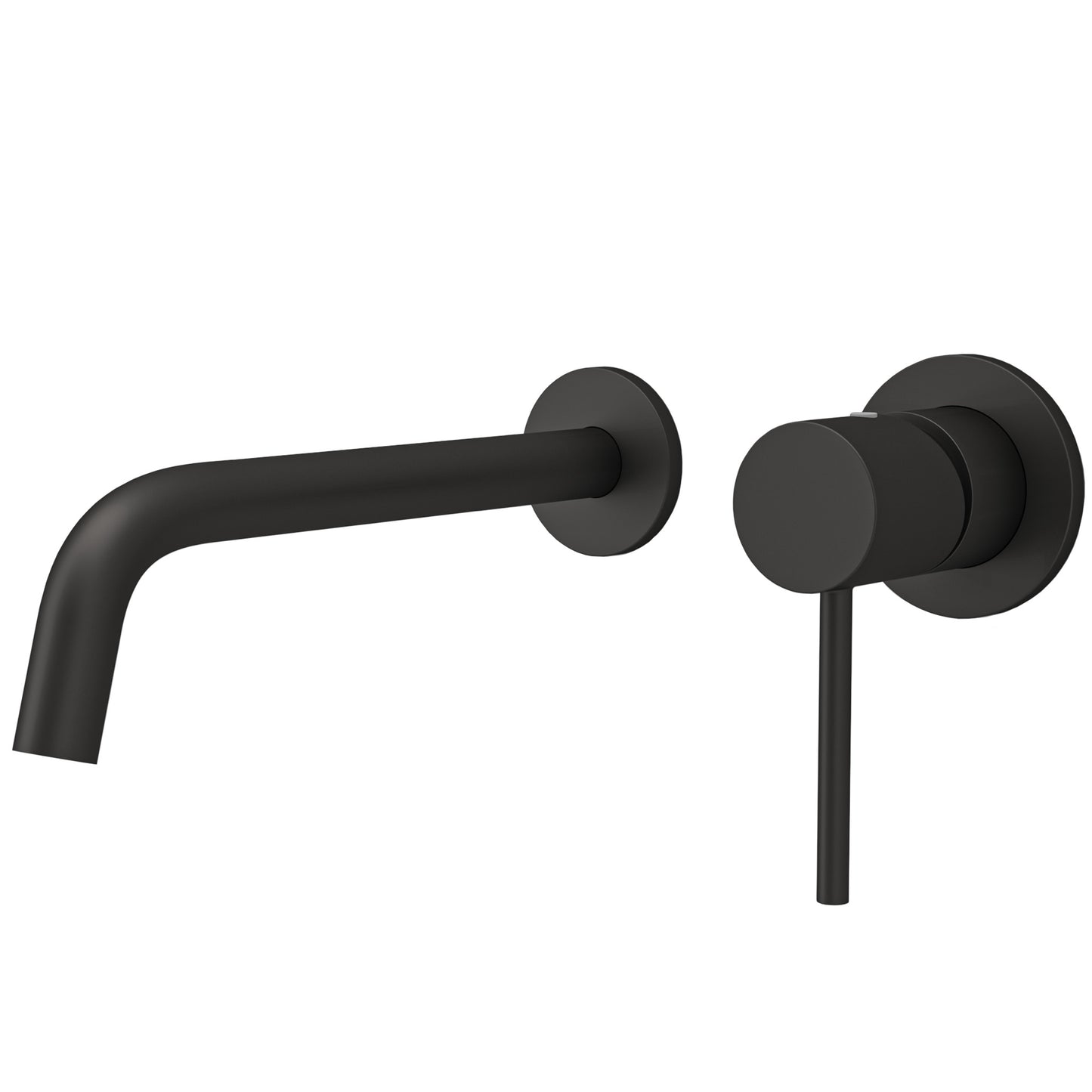 Grifo lavabo empotrado redondo monomando negro mate con caño 21CM - Serie Cenia