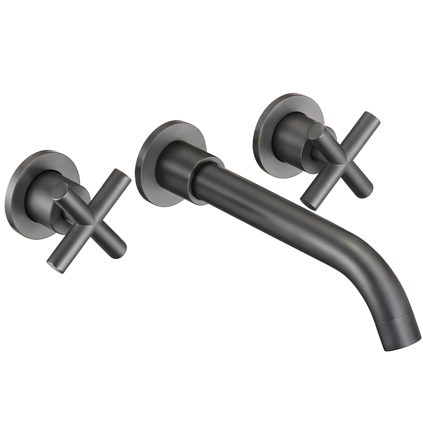 Grifo de lavabo empotrado redondo bimando negro mate con caño de 21CM - Serie Nalon