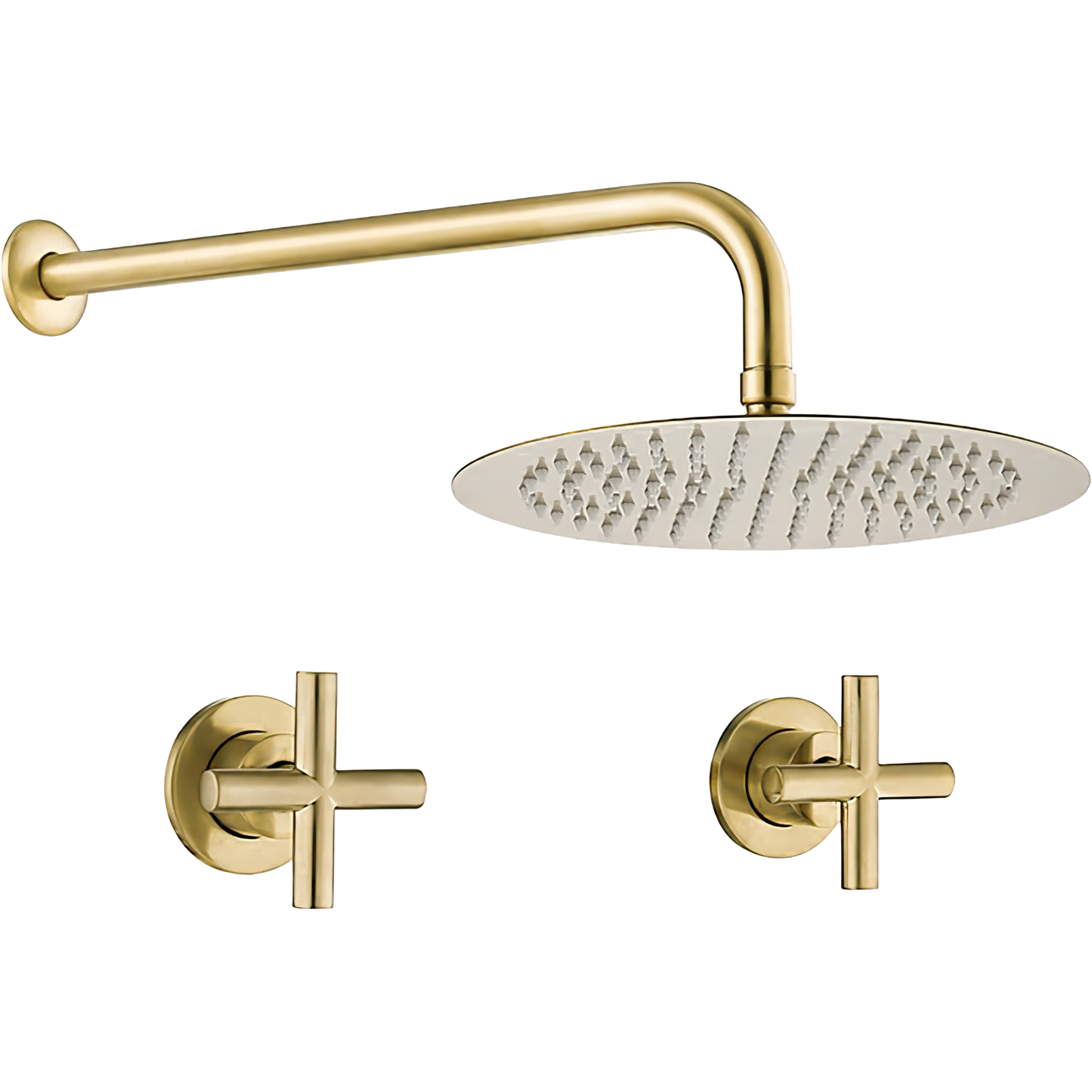 Ducha empotrada bimando redonda de 1 salida/vía dorado cepillado - Serie Nalon - 20cm