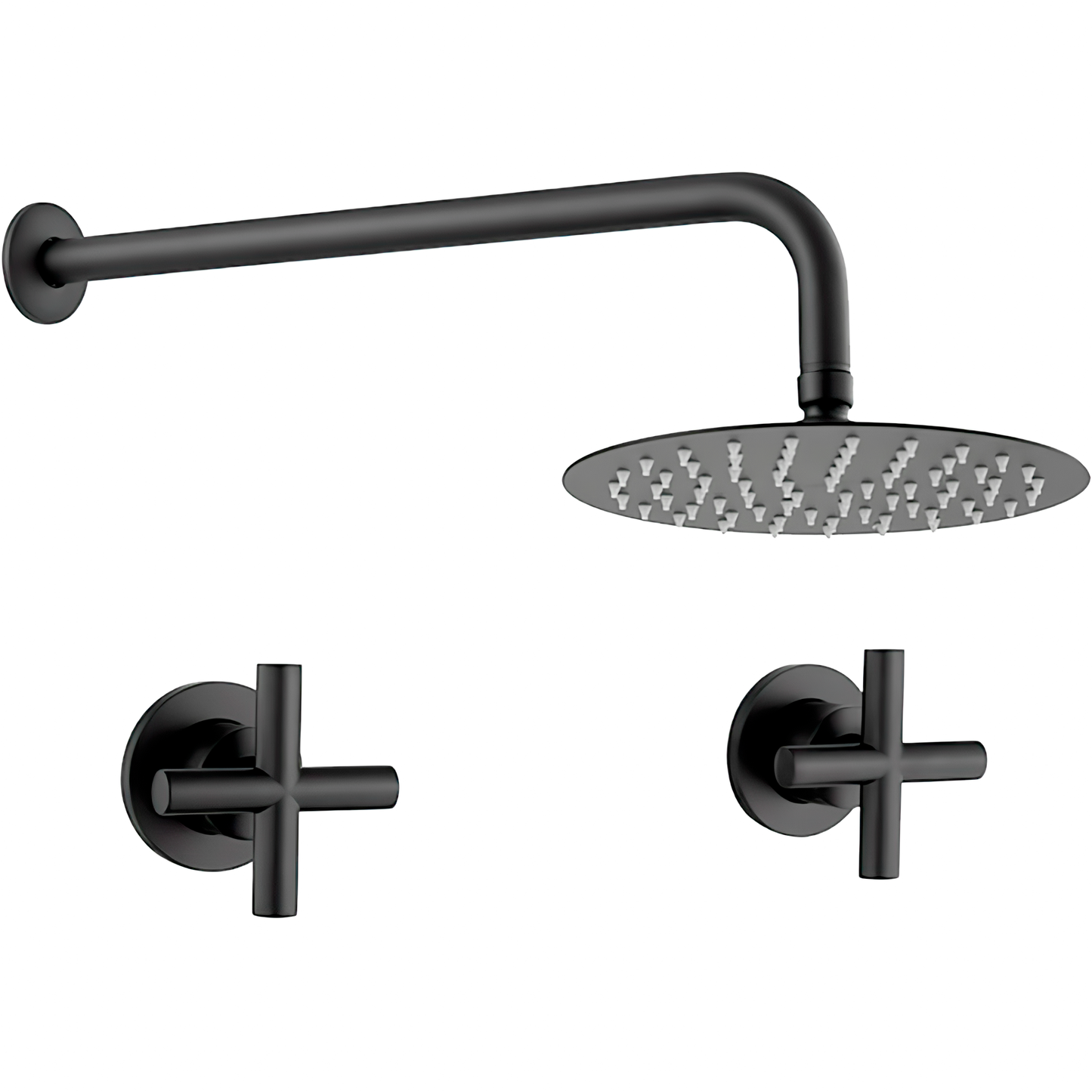 Ducha empotrada bimando redonda de 1 salida/vía negro mate - Serie Nalon - 25cm