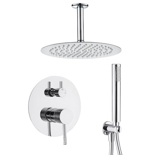 Ducha empotrada monomando techo redonda acabado maneta luxury cromado - Serie Ofin - 30cm