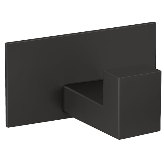 Percha cuadrada con adhesivo pegada negro mate