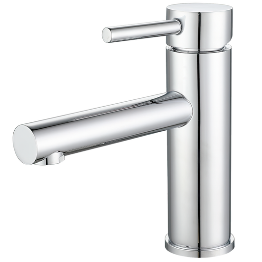 Grifo de lavabo monomando redondo caño recto cromado - Serie Palancia