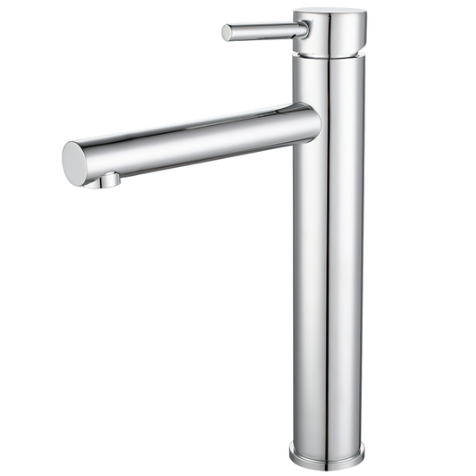 Grifo de lavabo alto para pica monomando caño recto cromado - Serie palancia