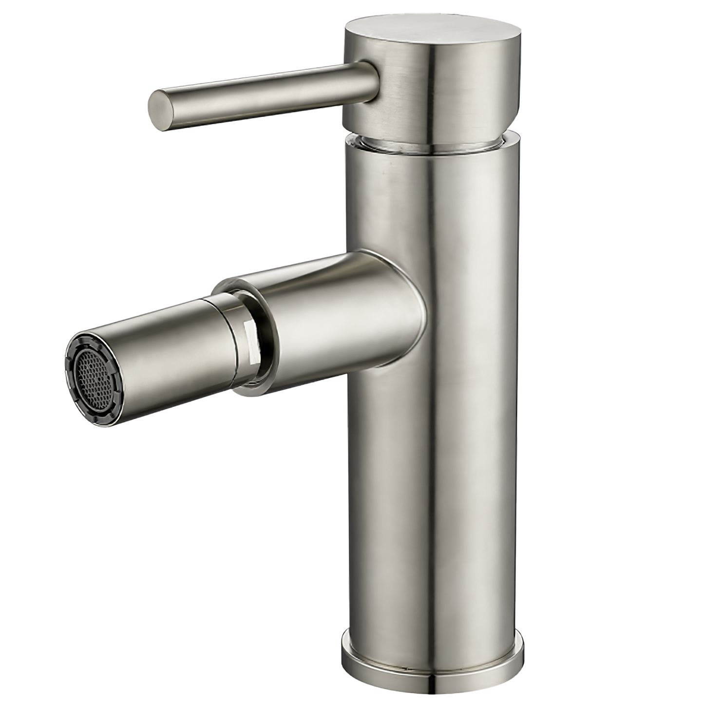 Grifo de bidet monomando redondo acero cepillado - Serie Palancia