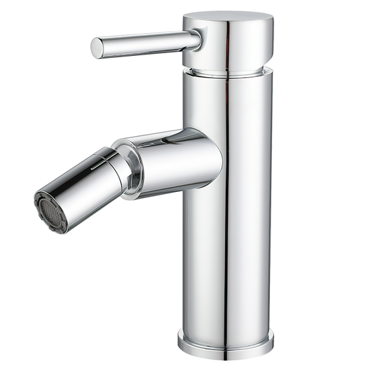 Grifo de bidet monomando redondo caño recto cromado - Serie palancia