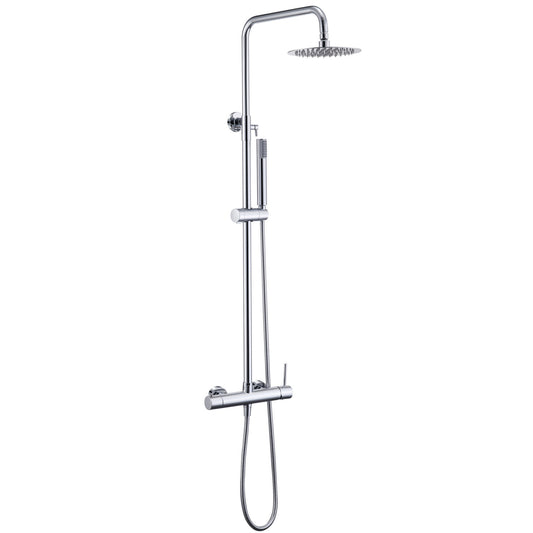 Barra de ducha monomando redonda ajustable hasta 120CM cromada - Serie Palancia - 20cm