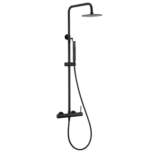 Barra de ducha monomando redonda ajustable hasta 120CM negro mate - Serie Palancia - 20cm