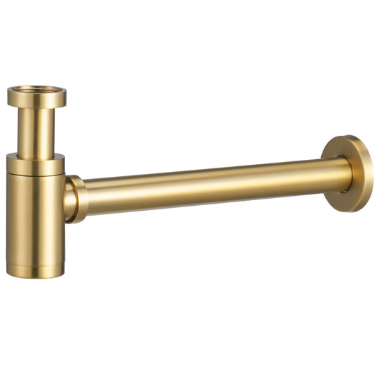 Sifón de lavabo visto redondo oro mate con protección PVD
