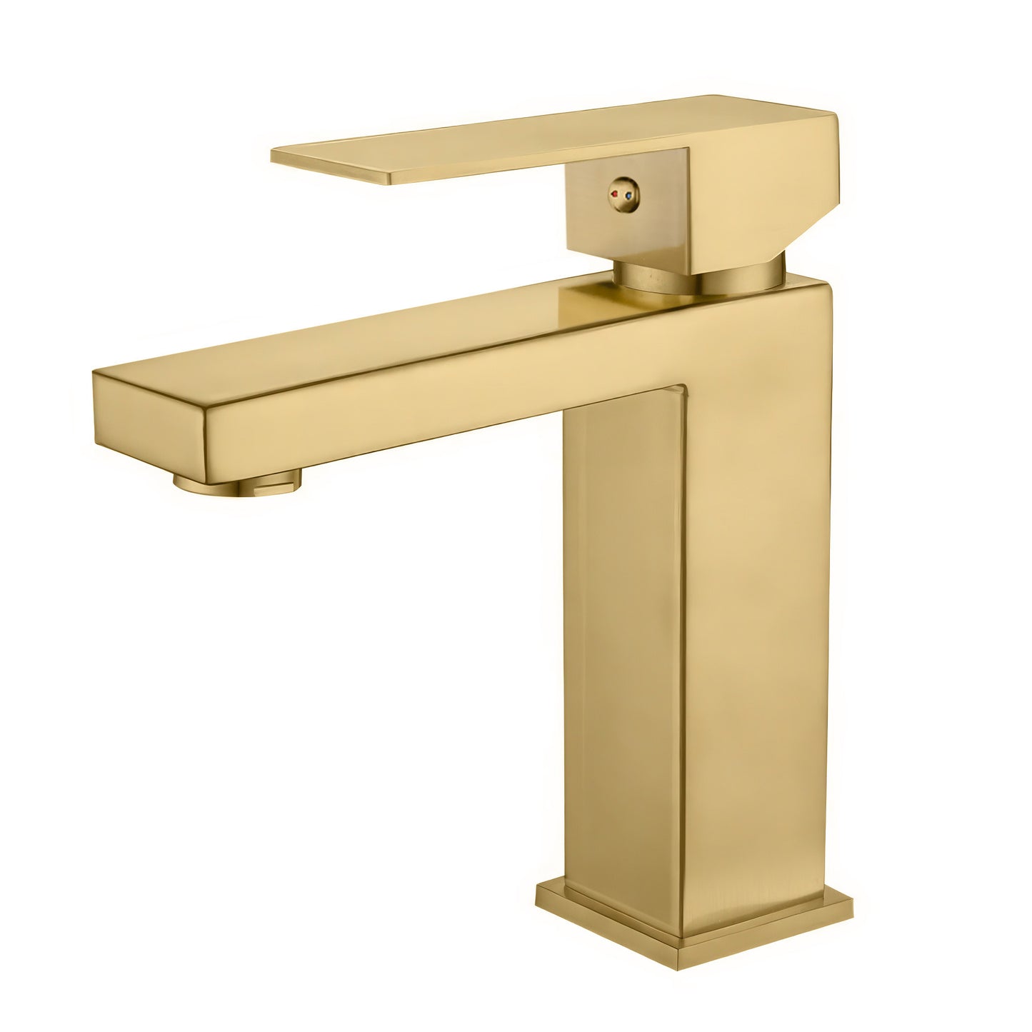 Grifo lavabo monomando cuadrado dorado cepillado - Serie Segura