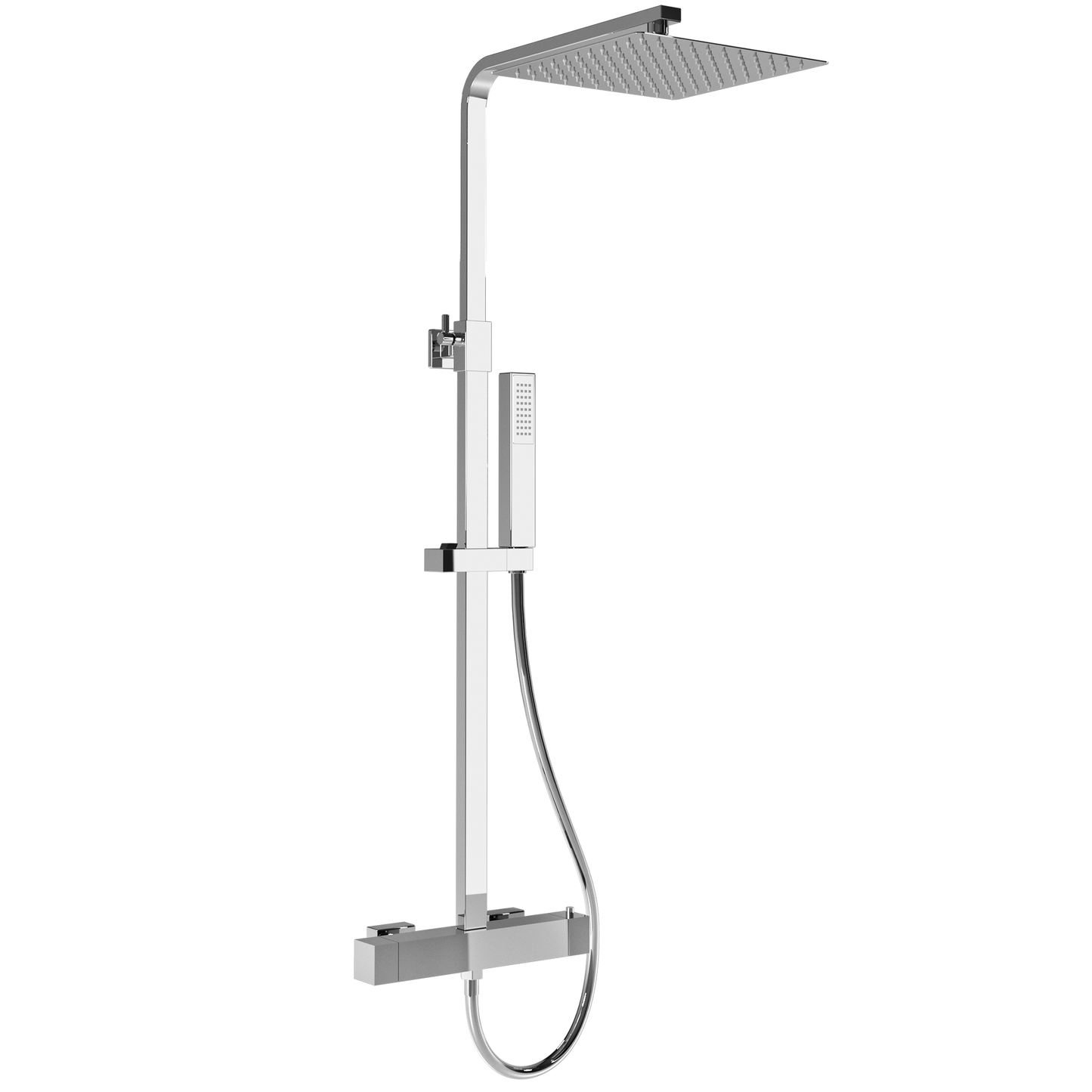 Barra de ducha termostática cuadrada ajustable hasta 120CM cromada - Serie Segura - 20cm