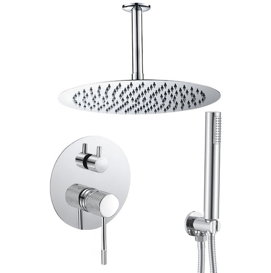 Ducha empotrada monomando techo redonda acabado maneta luxury cromada - Serie Torina - 20cm