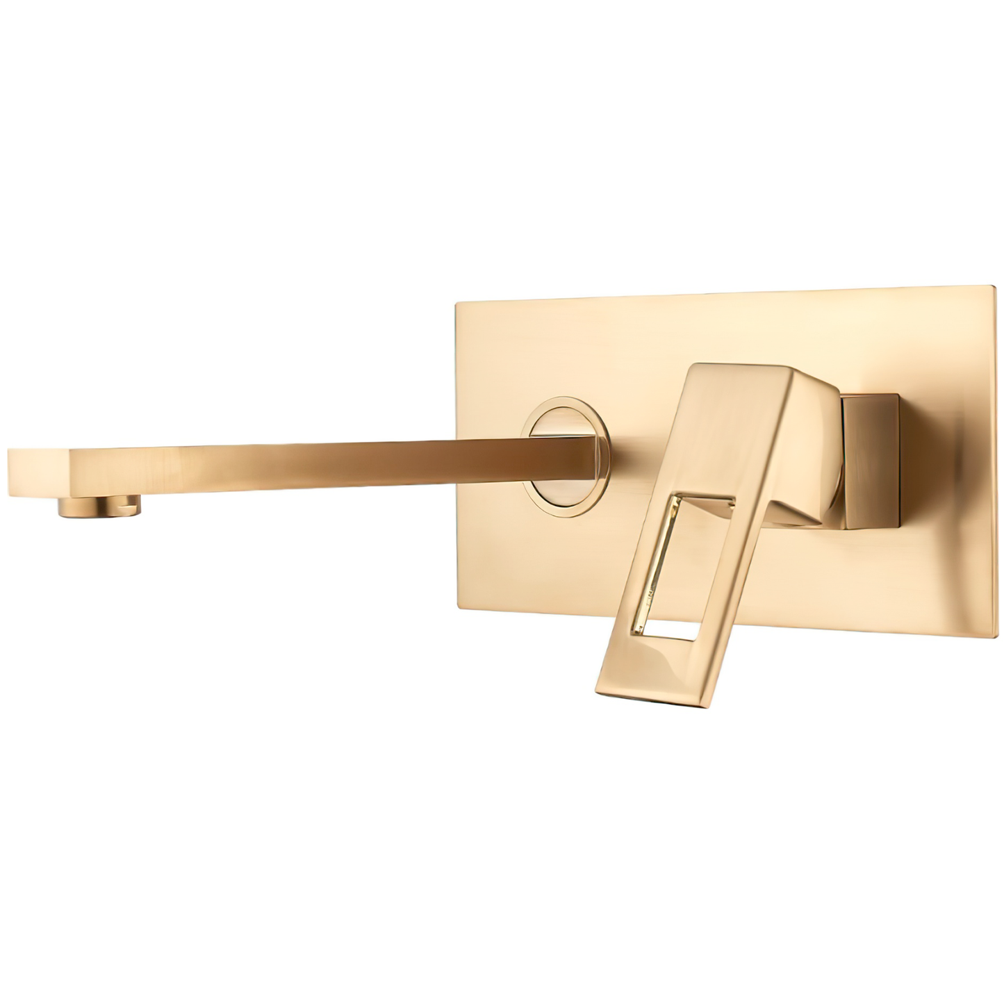 Grifo de lavabo empotrado cuadrado monomando con caño de 21CM dorado cepillado - Serie Tormes