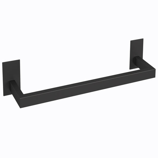 Toallero adhesivo pegado sin taladro cuadrado de 37 cm negro mate para baño