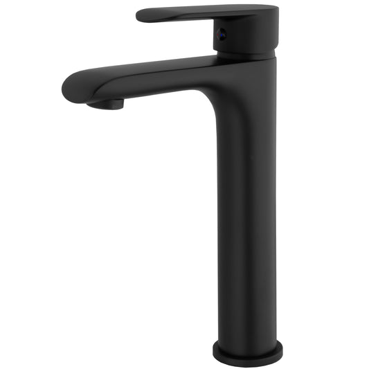 Grifo de lavabo alto para pica monomando redondo negro mate - Serie Turia