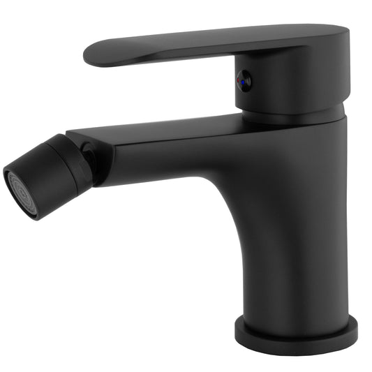 Grifo de bidé monomando redondo negro mate - Serie Turia