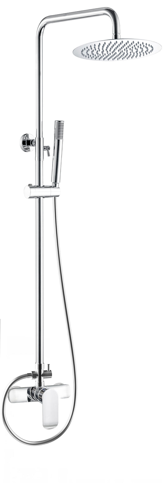 Barra de ducha monomando redonda ajustable hasta 120CM cromada - Serie Turia - 20cm