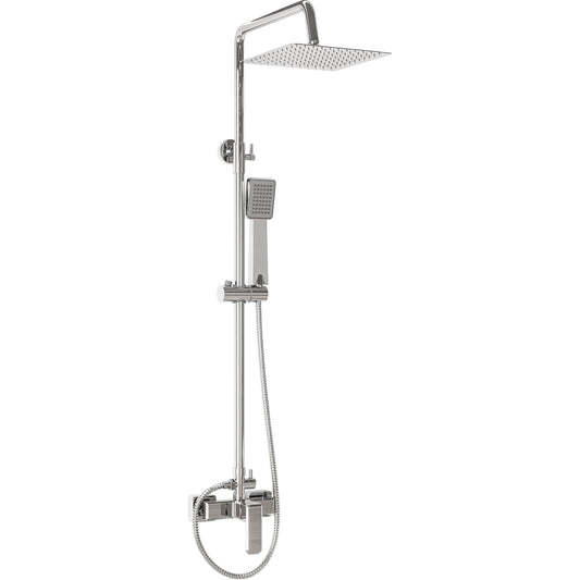 Barra de ducha monomando cuadrada ajustable hasta 120CM cromada - Serie Vinalopo - 25cm