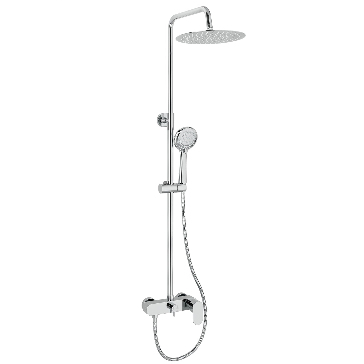 Barra de ducha monomando redonda ajustable hasta 150CM cromada - Serie Viar - 30cm
