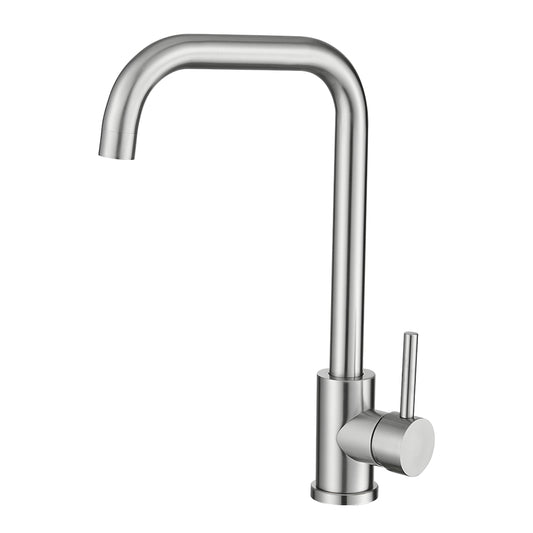 Grifo de cocina caño en C monomando giratorio acero cepillado - Serie Zancara