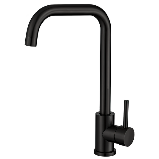 Grifo de cocina caño en C monomando giratorio negro mate - Serie Zancara