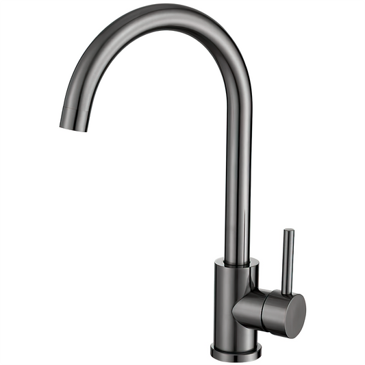 Grifo de cocina redondo monomando giratorio gun metal - Serie Misisipi