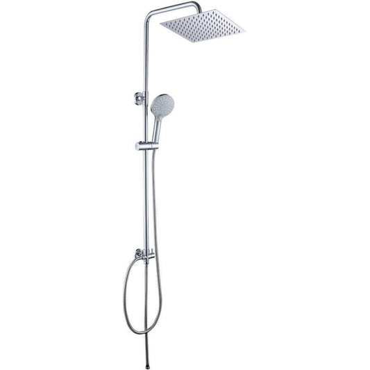 Columna de ducha cromada cuadrada sin grifo - 20cm