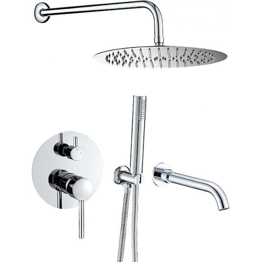 Ducha empotrada de bañera a pared cromada - Serie Jucar - 25cm