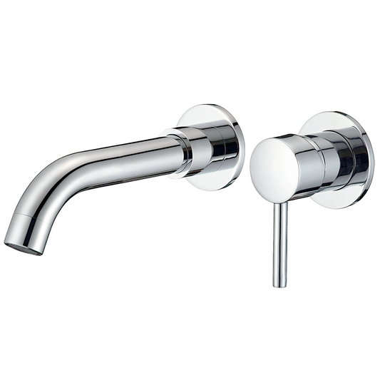 Grifo lavabo empotrado redondo monomando cromado con caño de 15CM - Serie Guadiana