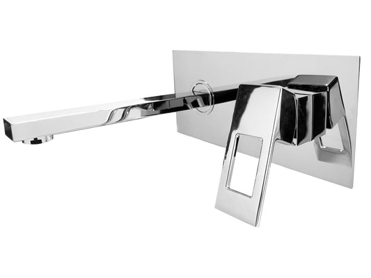 Grifo de lavabo empotrado cuadrado monomando con caño de 21CM cromado - Serie Tormes