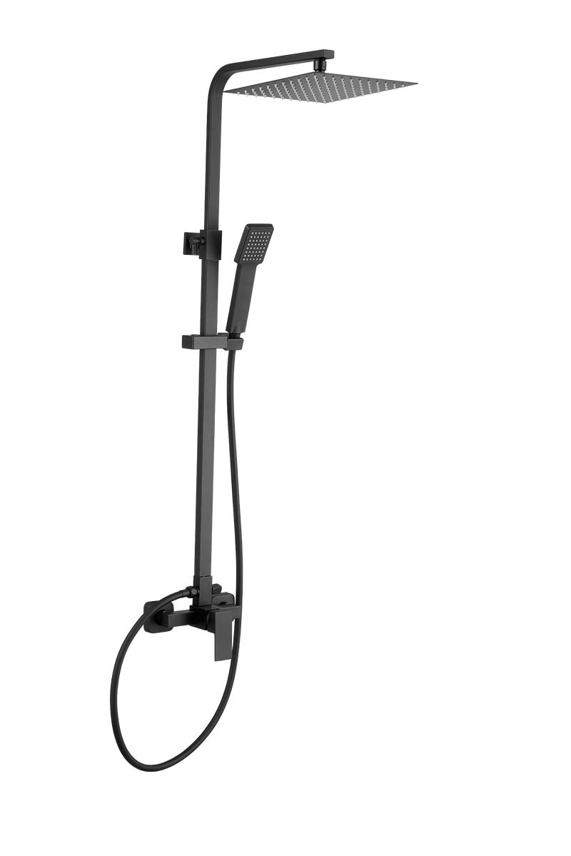 Barra de ducha monomando cuadrada ajustable hasta 120CM negro mate - Serie Mundo - 40cm