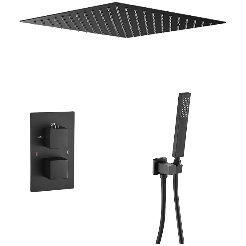 Ducha encastrada termostática a ras techo cuadrada negro mate - Serie Tajo - 40cm