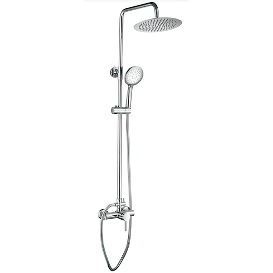Barra de ducha monomando redonda ajustable hasta 120CM cromada - Serie Ebro - 25cm