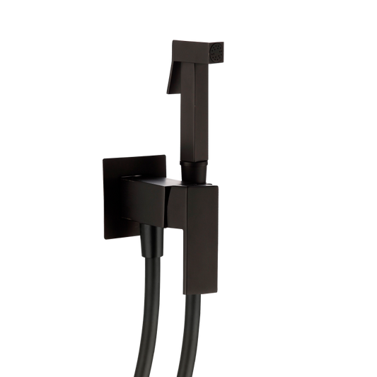 Grifo de bidet empotrado cuadrado negro mate - Serie Tajo