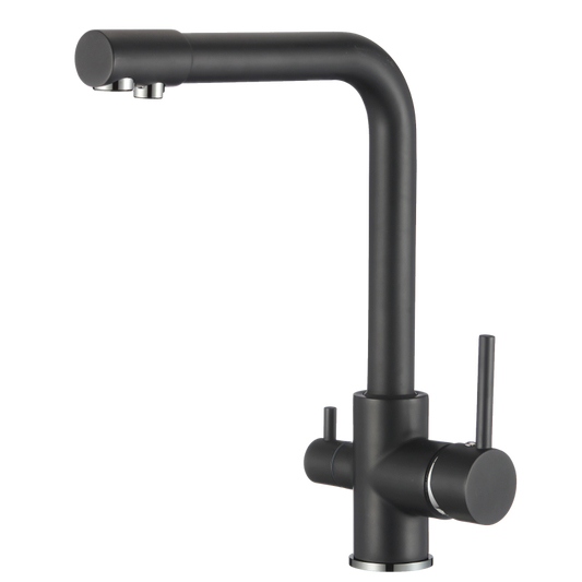 Grifo de cocina  ósmosis 3 vías redondo negro mate - Serie Nilo