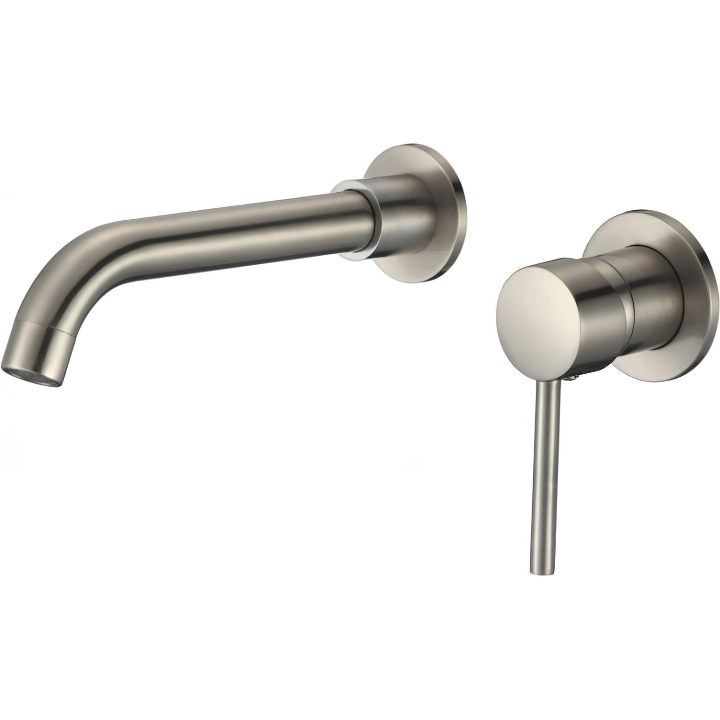 Grifo lavabo empotrado redondo monomando con caño de 21CM acero cepillado - Serie Guadiana