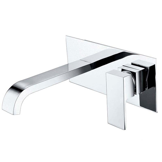 Grifo de lavabo empotrado cuadrado con caño curvo de 21CM cromado - Serie Niagara