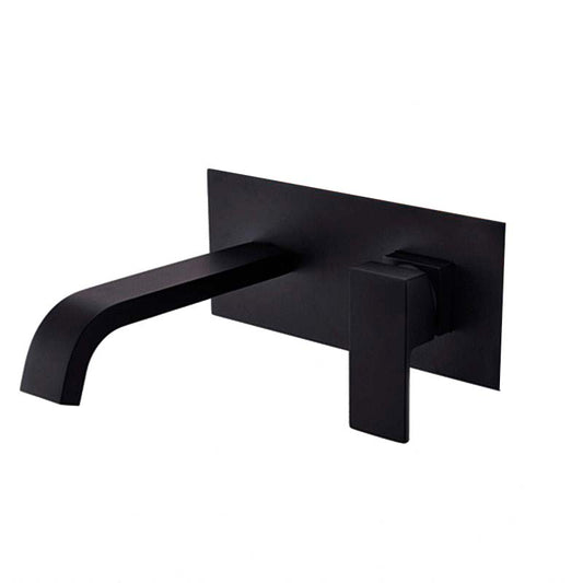 Grifo de lavabo empotrado cuadrado caño curvo negro mate con caño 21CM - Serie Niagara