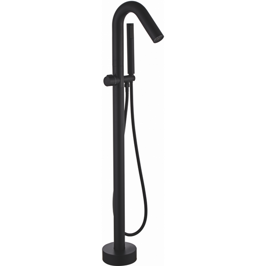 Grifo de bañera exenta de pie negro mate con tridente alto - Serie Turia