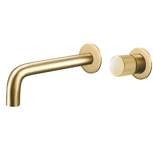 Grifo lavabo empotrado redondo monomando maneta luxury oro mate con protección PVD - Serie Besaya